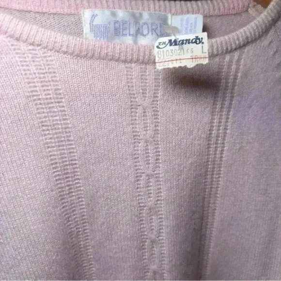 NWT 80's‎ VTG Pink Belford 100% Cashmere Cable Knit Sweater Women's Size Large - Picture 4 of 5